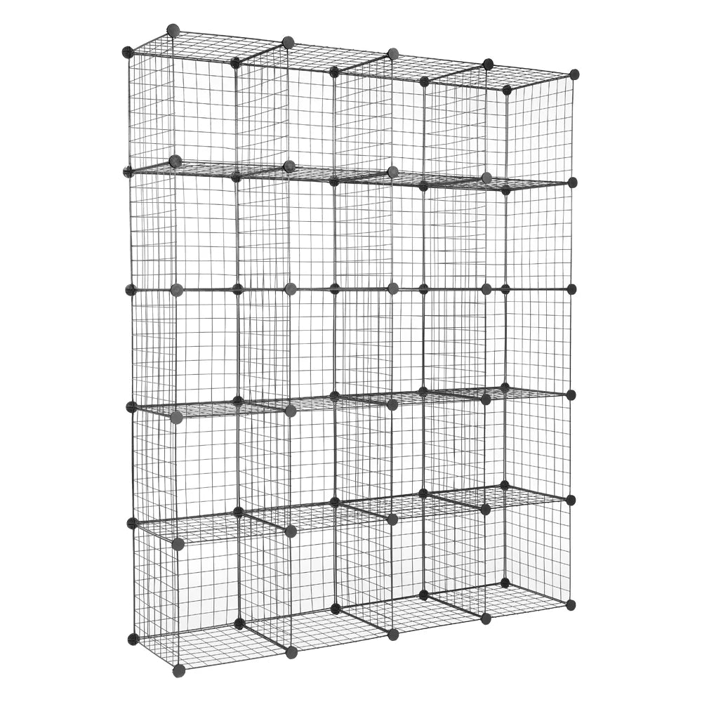 Black Organizer Grid Metal 20-Cube Shelving Storage Modular Unit Bookcase Cubbies