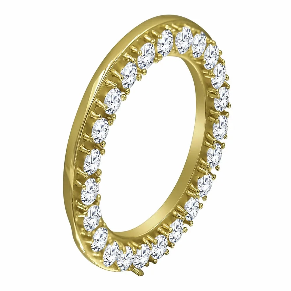 Insert Case Gold Cover Diamonds Bezel Steel 32mm Yellow Finish Solid 14K Watch Custom Simulated Stainless