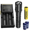 D2 XP-L2 w/NL189 Battery, V2 Flashlight Lumens - Combo: Batteries CREE V6 Charger Tactical Eco-Sensa Nitecore Free 1100 +2x LED P20 CR123A -
