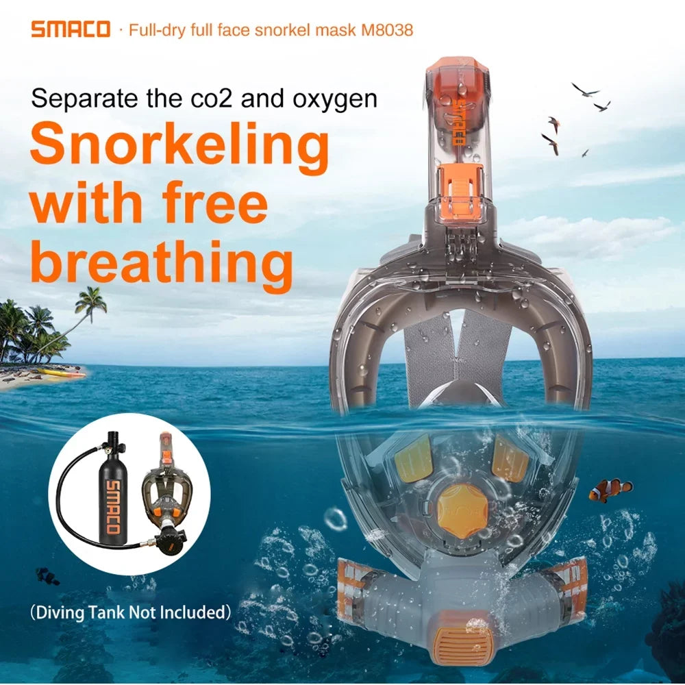 Storage Snorkel Snorkeling Mount Full Anti-Leak Cover Face Snorkel with Foldable Cover with Dry Anti-fog Bag Tube Face