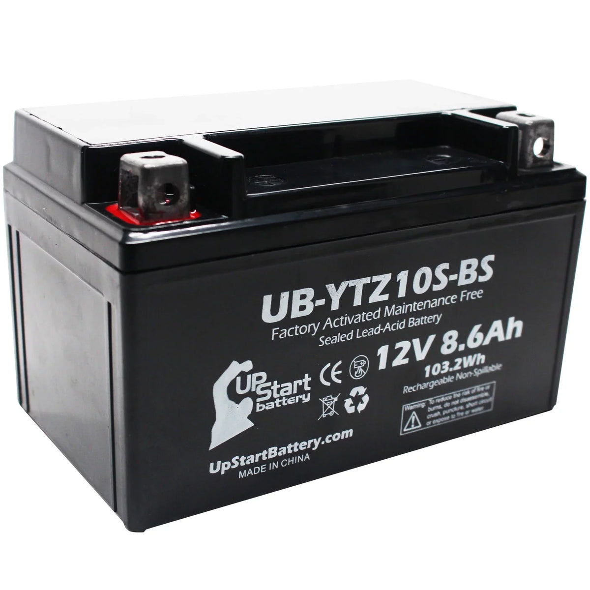 Free, 1000CC Yamaha YZF-R1 Motorcycle 8.6Ah, Battery Maintenance 2010 5-Pack - UB-YTZ10S-BS Activated, for Battery Replacement Factory UpStart 12V,