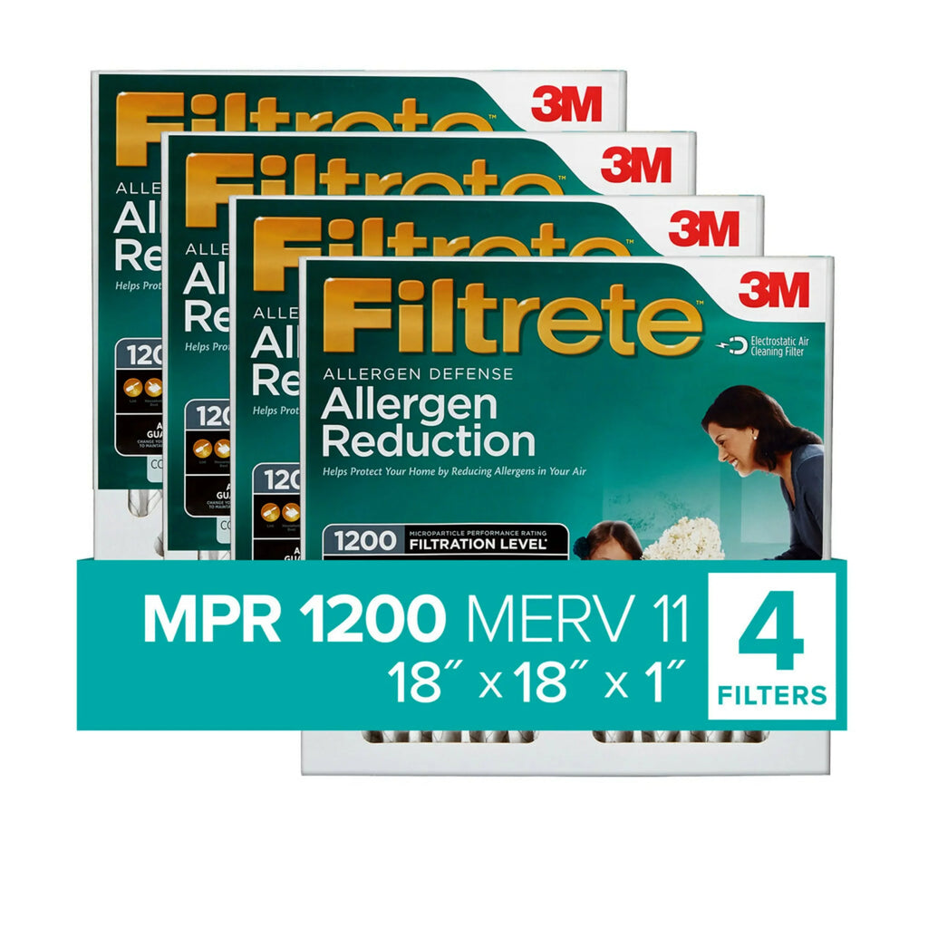 Reduction Air 3M Filtrete Furnace Filter, by 4 MPR, 11, Filters MERV HVAC 1200 18x18x1, Allergen