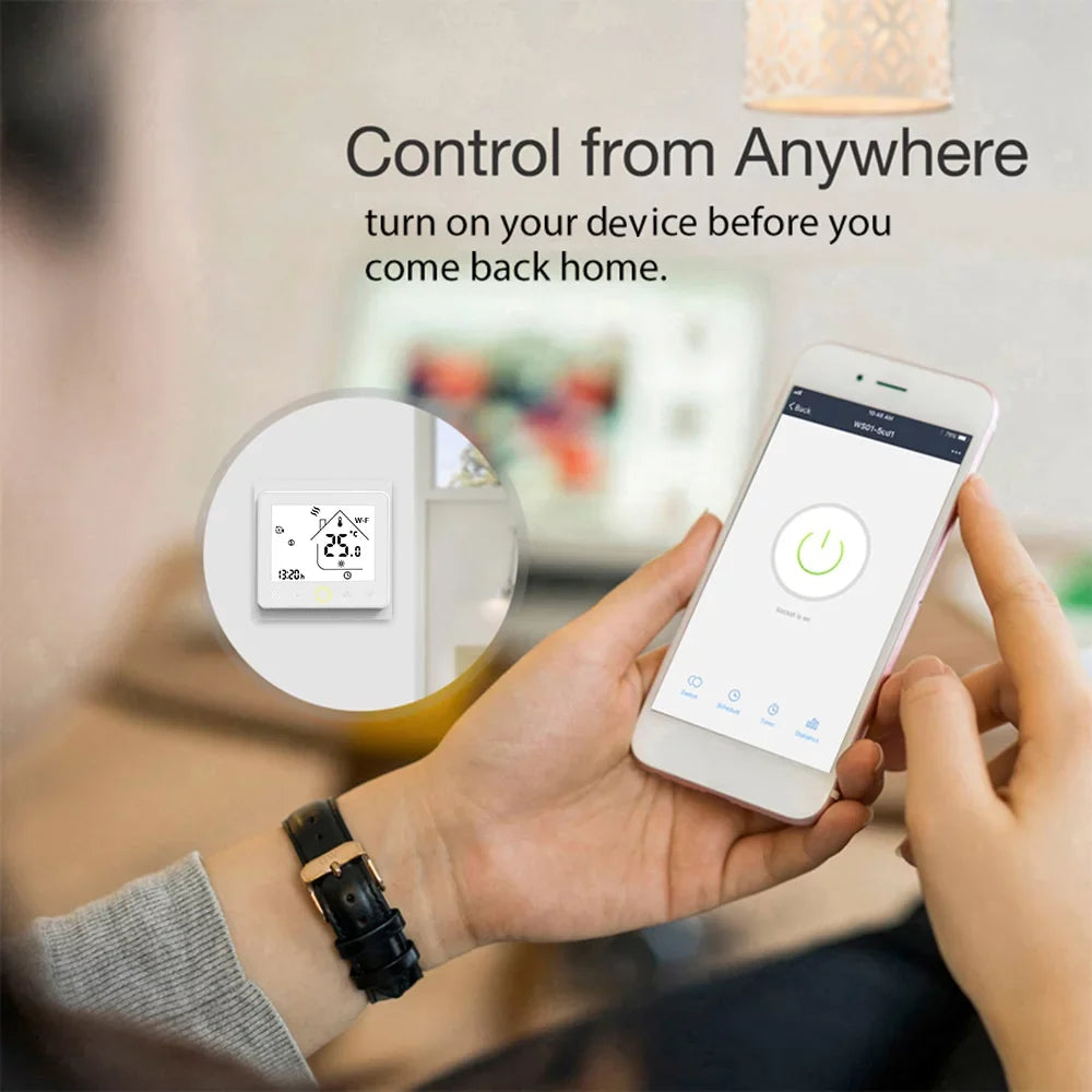 Boiler Control, Compatible Wi Temperature liquid/Gas Smart with Home Fi Tomshoo Thermostat Controller