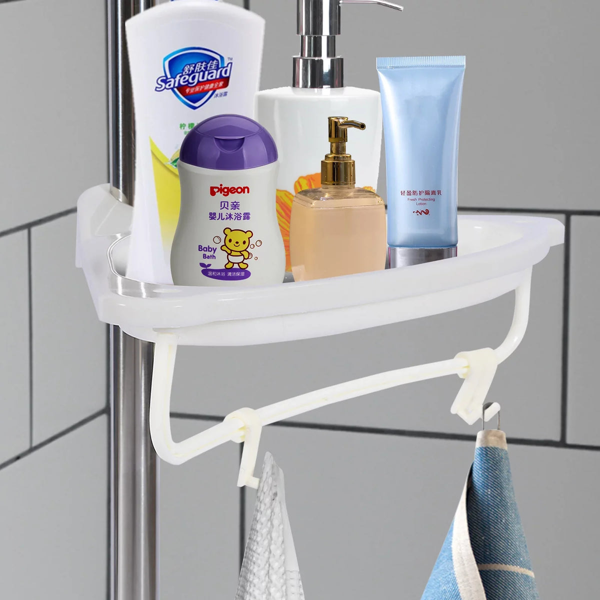 Corner Layer Shelf Vobor White Bathroom Organizer Shower White Shower Caddy Shelves, 4 with 4