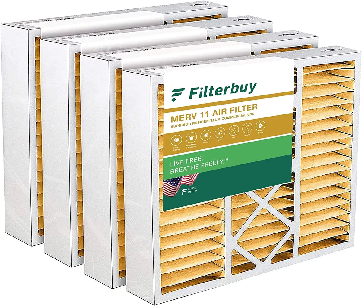 Filterbuy Air Night, MERV HVAC 11 for Furnace Day Bryant/Carrier and 19x20x5 AC FILXXFNC0021, Pleated Filters Payne & (4-Pack)