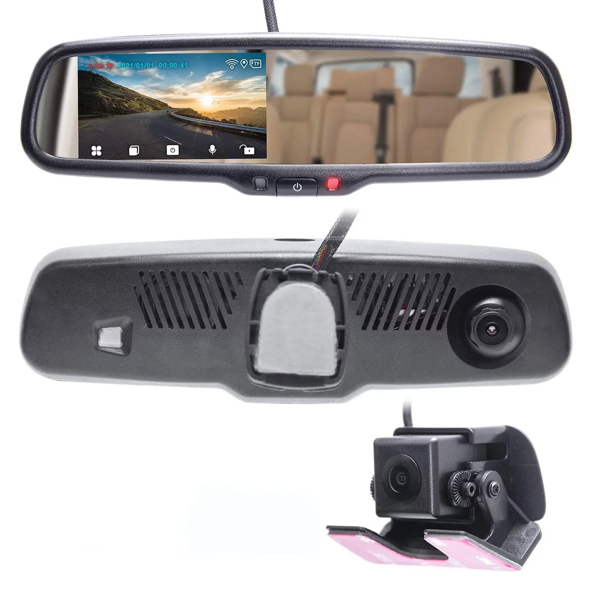 Vehicle Tailgaters - HD Universal LCD 30fps DVR View WiFi 1080p Mirror Dual Backup Recorder Monitoring 4" + AHD with Master Fit for Enhanced Rear Camera Video