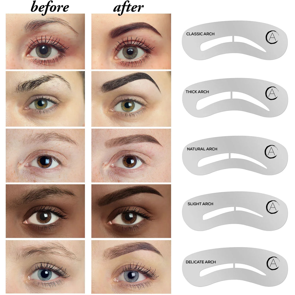 Makeup Brow Kit - & Eyebrow Duo, Spoolie/Brush Wax, Eyebrow 6 Tweezers, 16-Piece Stencils, Highlighter, 5 Aesthetica Contour Powders, Brow Concealer Palette Eyebrow - Instructions