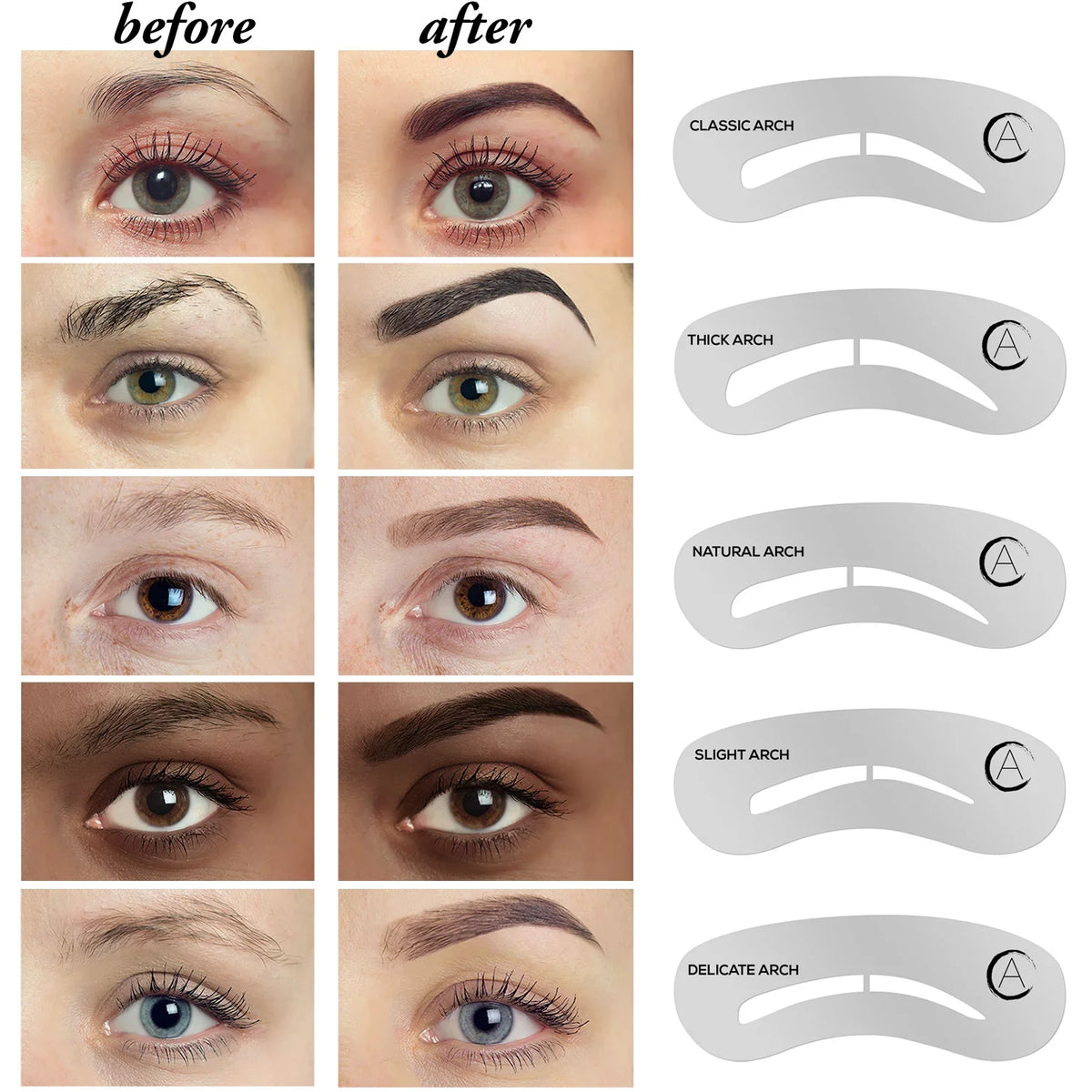 Makeup Brow Kit - & Eyebrow Duo, Spoolie/Brush Wax, Eyebrow 6 Tweezers, 16-Piece Stencils, Highlighter, 5 Aesthetica Contour Powders, Brow Concealer Palette Eyebrow - Instructions