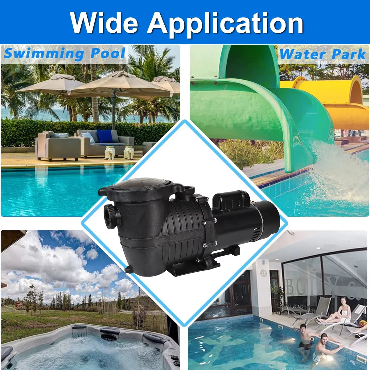 Above Ground Single Pool Head Speed Pump NPT Pools, Swimming and 2HP For Above Pump 6500GPH, 110V-230V, Motor, w/ Ground, Strainer 78FT, Pool Max Inground Connector & Swimming Basket iMeshbean