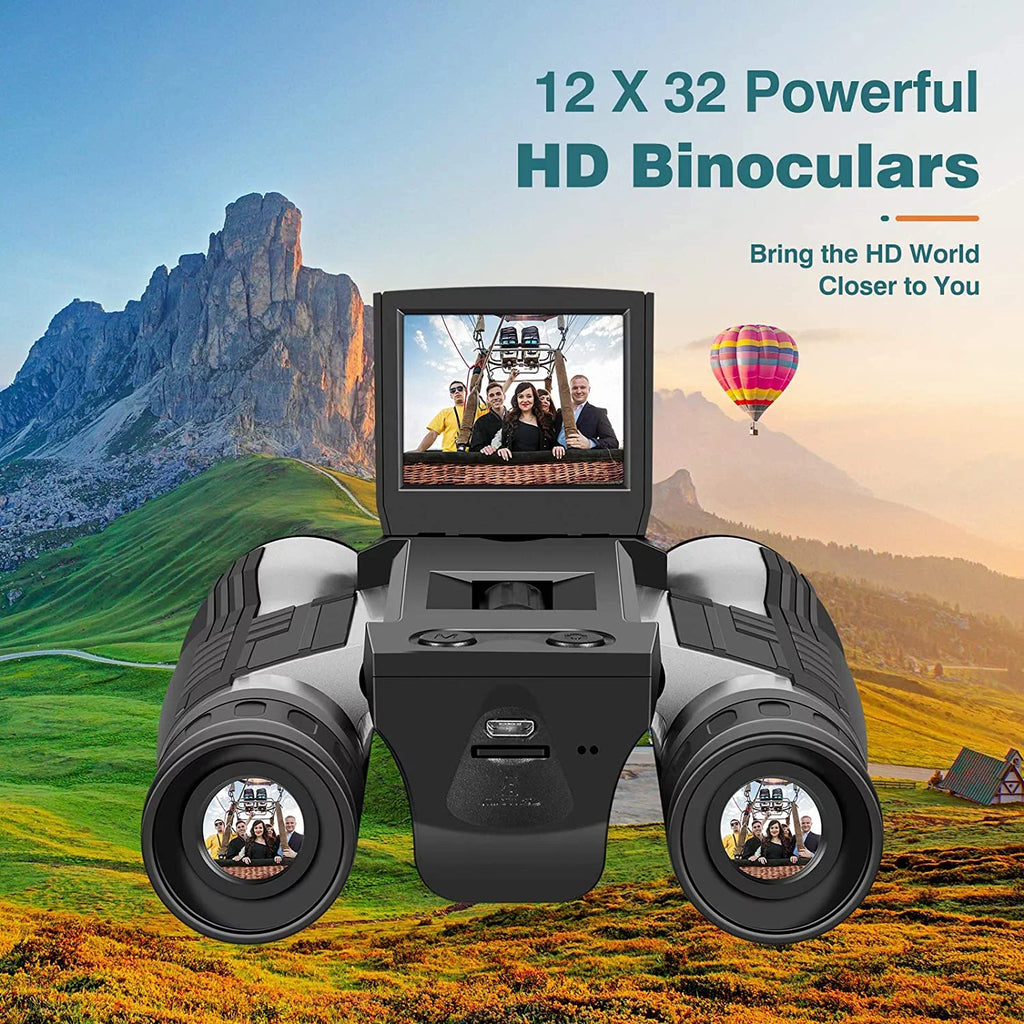 Zoom LCD Watching 2" Binocular Photo Bird with 5M Video Recorder 32GB Camonity Football Camera for Game 12X Digital Camcorder Concert