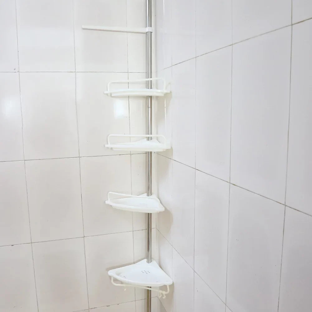 Corner Layer Shelf Vobor White Bathroom Organizer Shower White Shower Caddy Shelves, 4 with 4