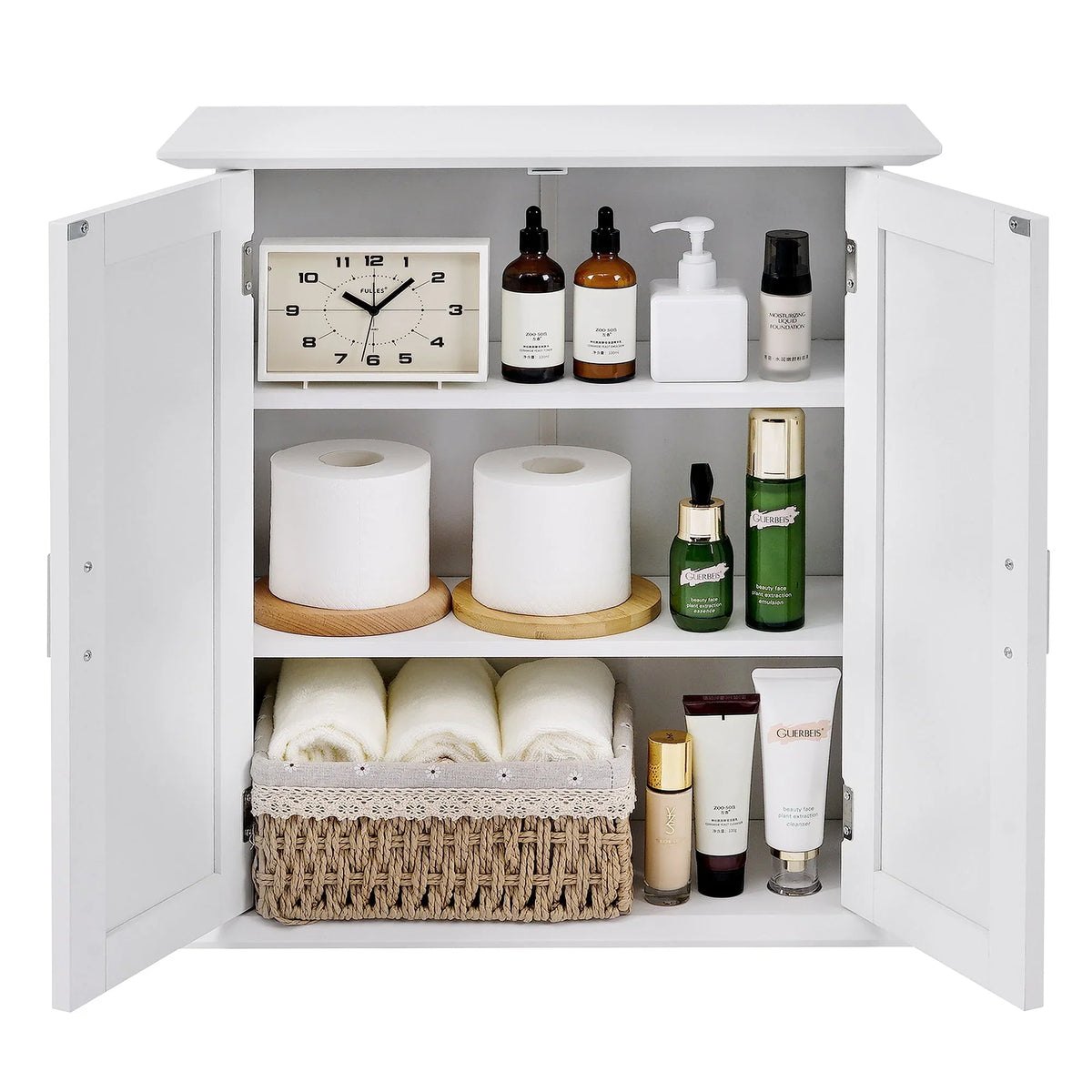 for Bathroom Hanging Storage Wooden Shelves, and Adjustable Cabinet Bathroom Door Kitchen with VECELO Room, Living Cabinet, Storage Wall Multipurpose Cabinet 2 White