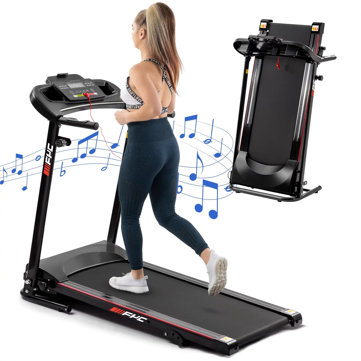 FYC Home Gym Treadmills with Bluetooth Electric Treadmills Running Portable for Home Folding and Fitness Compact Incline, Machine Jogging Foldable for Exercise Walking
