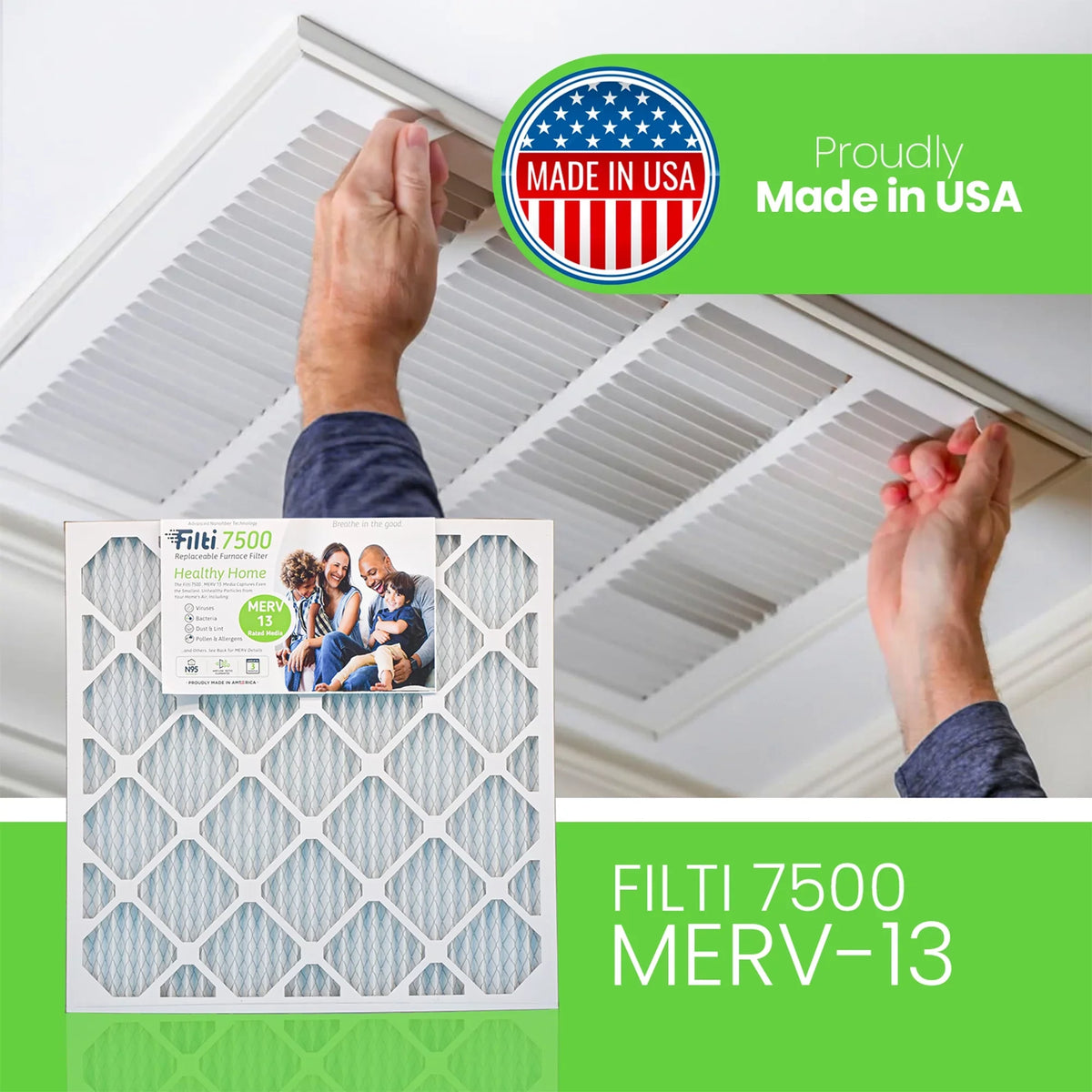 HVAC (4 Furnace 20x25x1 13 Pleated 7500 Filter Home Pack) Filti Air MERV