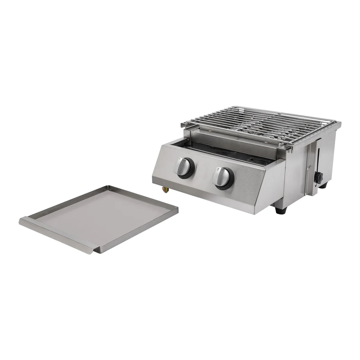 Grill LPG Stainless for Gas Grill, Barbeque Steel Countertop 2-Burner Sliver exterior