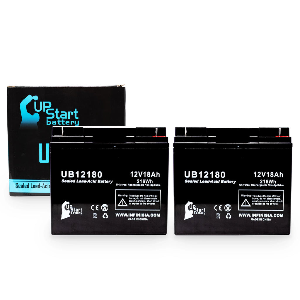 General (12V, - Lead Universal SLA) 18Ah, Replacement UB12180 Acid Terminal, Compatible 18000mAh, Sealed Battery AGM, 2x Pack Power Battery - GPS3K12061 T4