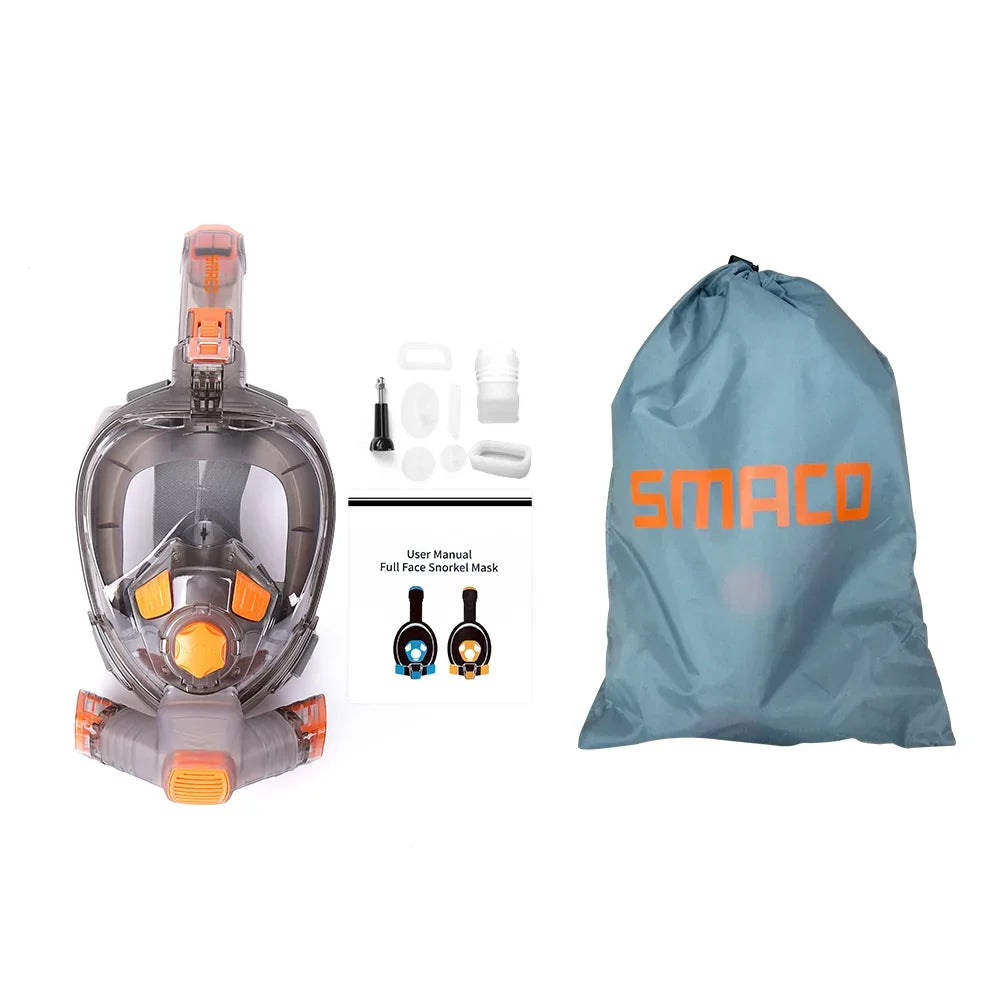 Storage Snorkel Snorkeling Mount Full Anti-Leak Cover Face Snorkel with Foldable Cover with Dry Anti-fog Bag Tube Face