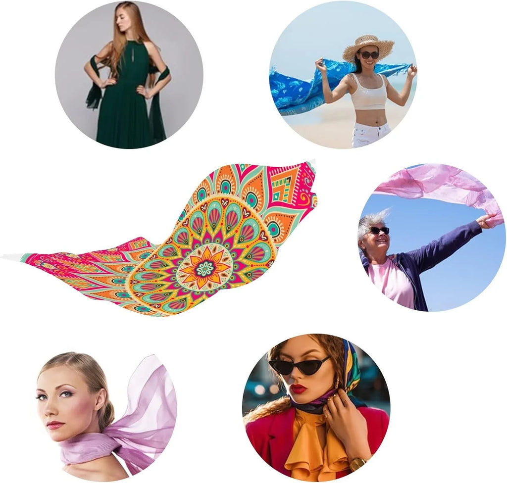 Wrap Lightweight Women Scarves Girls Shawl Floral Scarf Silk Mandala Long Hyjoy for Neck
