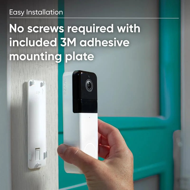 w/ Battery, 2-Way Works Color Sticks Wyze Alexa 1:1 Video to w/ Doorbell Audio, Walls, Night Doorbell Aspect Ratio, QHD Video, — Pro and Adhesive Vision, Assistant Camera Wireless