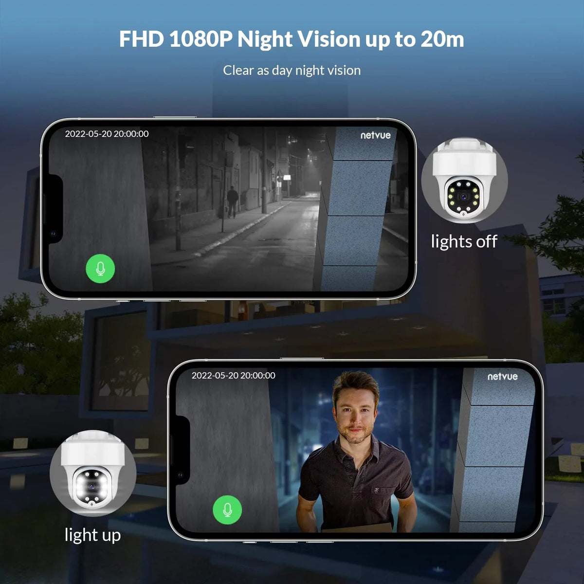 Only Wi-fi, Cameras Security Home Surveillance Wifi Cameras, Netvue Wireless 360° View 2.4G exterior