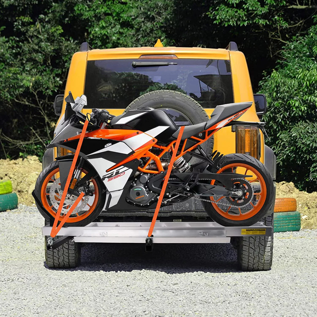Rack Trailer Carrier Loading Motorcycle Ramp, 2" Hauler with receiver Motorcycle Bike Aluminum Carrier Scooter Hitch Hitch-Mounted Dirt
