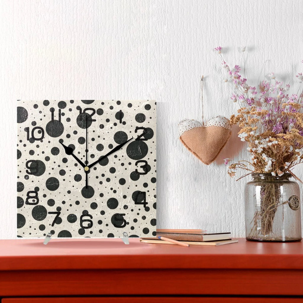 Battery Home Kitchen Wall Non-Ticking Silent Operated Square inch Office Dots Clock 7.78 Clock Decoration Retro Polka
