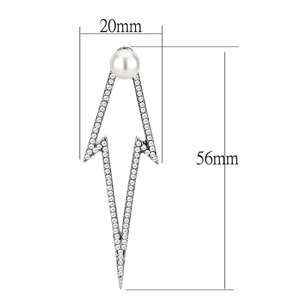with in White DA299 plating) Steel Earrings Synthetic Stainless - (no High polished