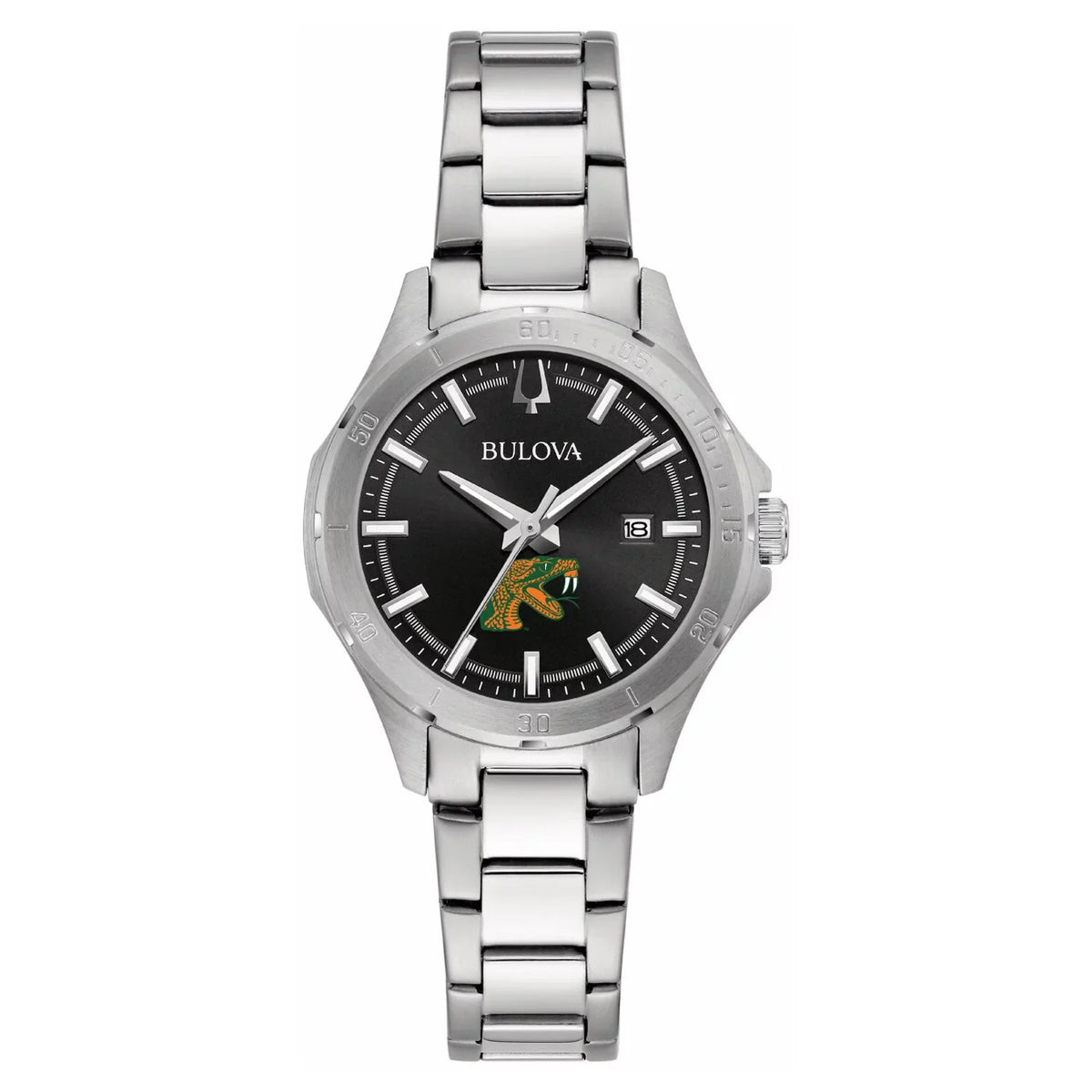 Florida Steel Classic Stainless A&M Rattlers Watch Women's Sport Black Bulova