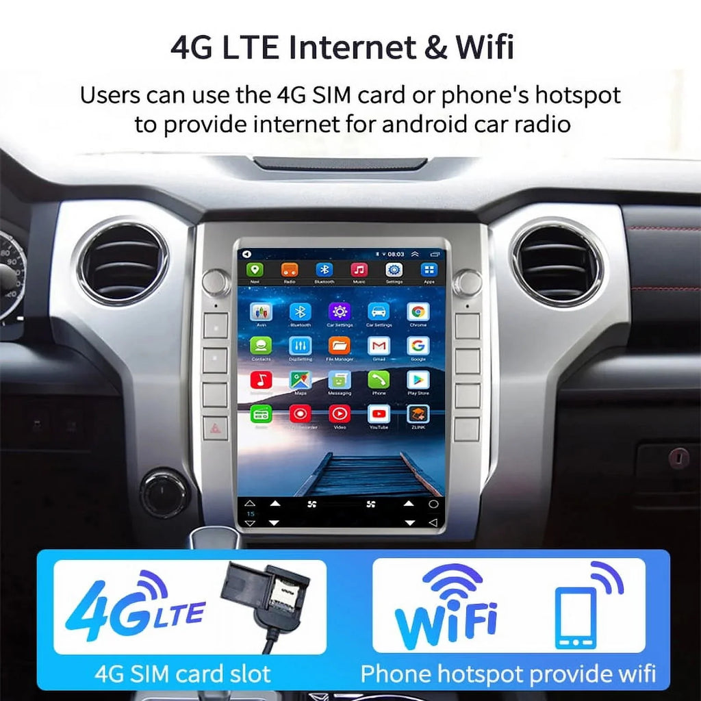Inch Head For Radio Auto , 4GB+64GB Android Carplay Car , 2014-2020 Player Tundra Android Unit Car Built-in 12.1 Stereo Multimedia