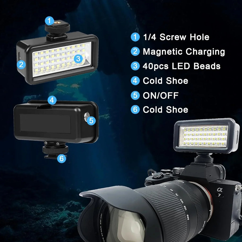 Waterproof Video Lights Scuba SupMaka Light, Scuba IPX8 Dive Power Underwater Diving High Dimmable Lights Lights