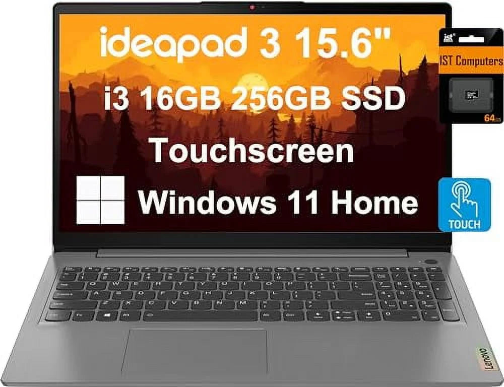 256GB Life, IST Win Grey School 16GB Long IdeaPad Home 12-Hr 3i Intel Bezel, SD, Touchscreen, i3-1115G4, (15.6" & RAM, Narrow FHD - Webcam, Battery Core 11 NumPad, 3 Laptop Home, SSD) Lenovo