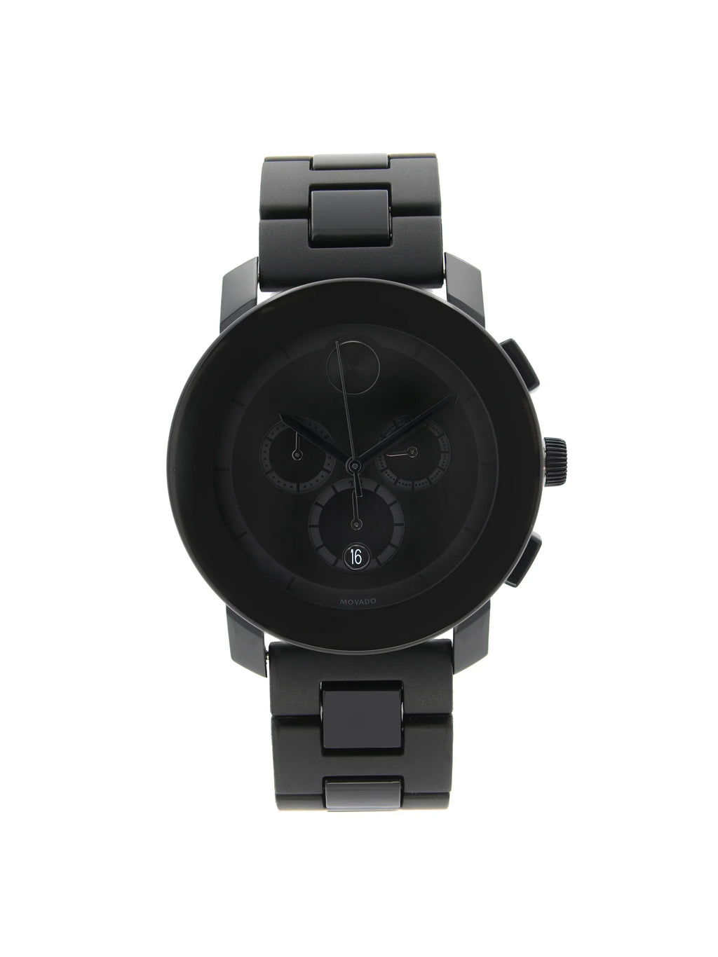 Steel 43mm Dial Movado Mens 3600048 Resin Black Quartz Plastic Watch Bold