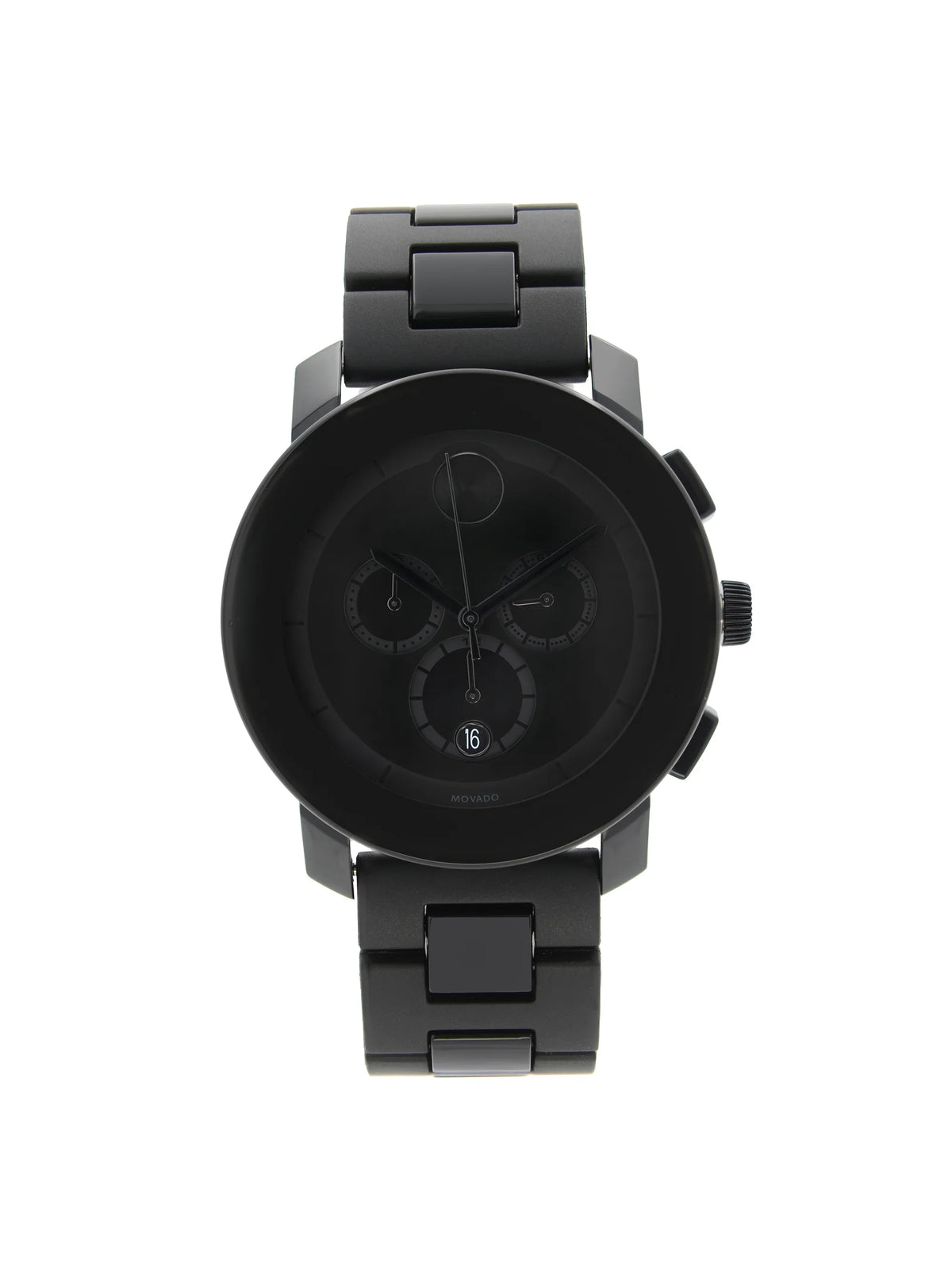 Steel 43mm Dial Movado Mens 3600048 Resin Black Quartz Plastic Watch Bold