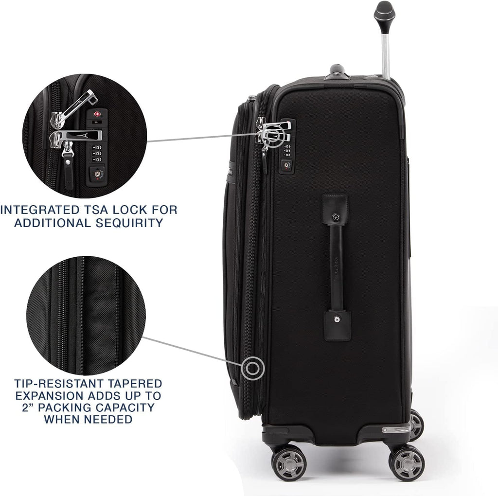 TSA Men Expandable Medium Softside Checked Black Luggage, Spinner 8 Checked-Medium Black, 25-Inch Shadow Checked and 25-Inch Platinum Wheel Elite Shadow Lock, Women, Suitcase, Travelpro