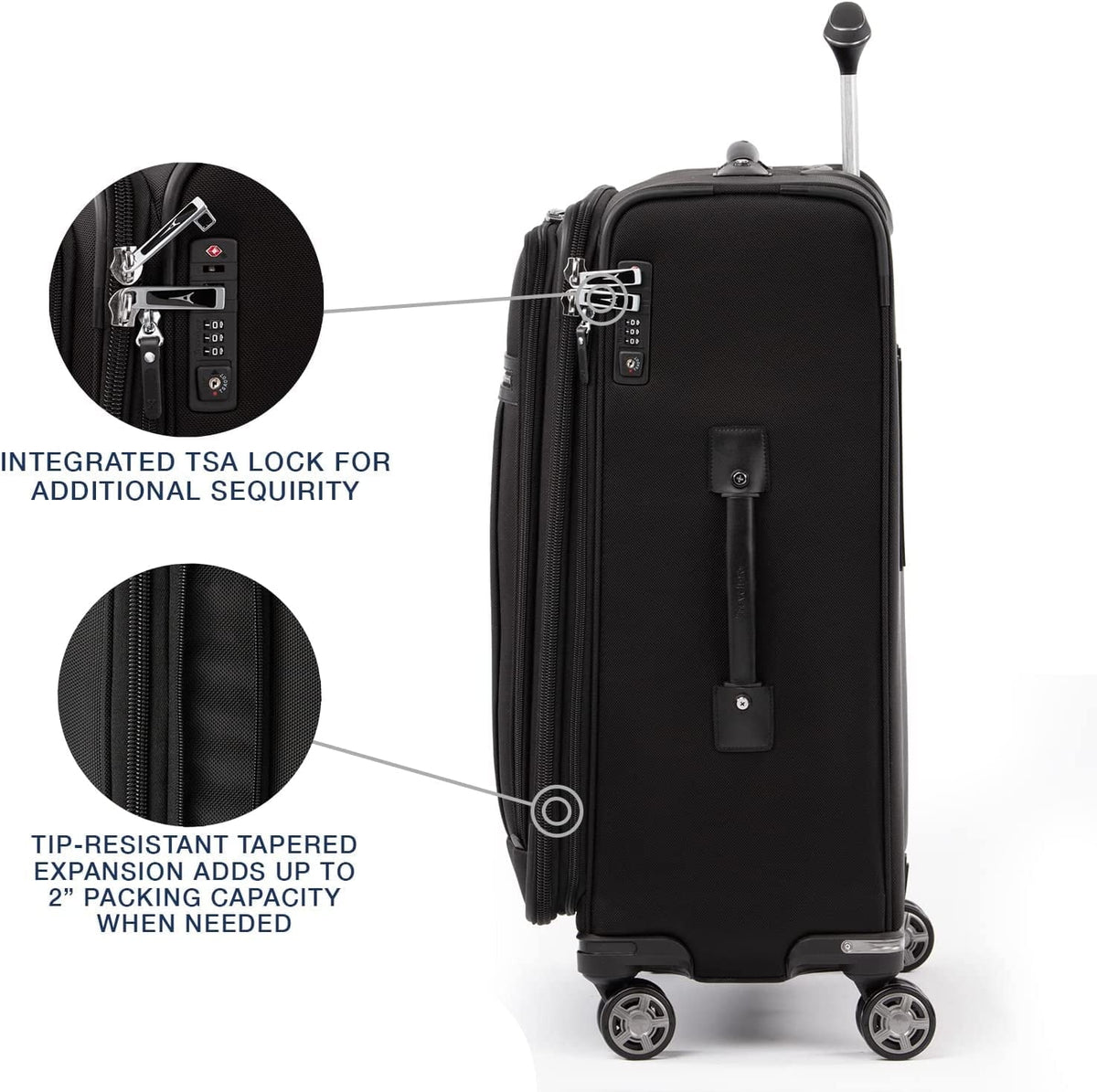 TSA Men Expandable Medium Softside Checked Black Luggage, Spinner 8 Checked-Medium Black, 25-Inch Shadow Checked and 25-Inch Platinum Wheel Elite Shadow Lock, Women, Suitcase, Travelpro