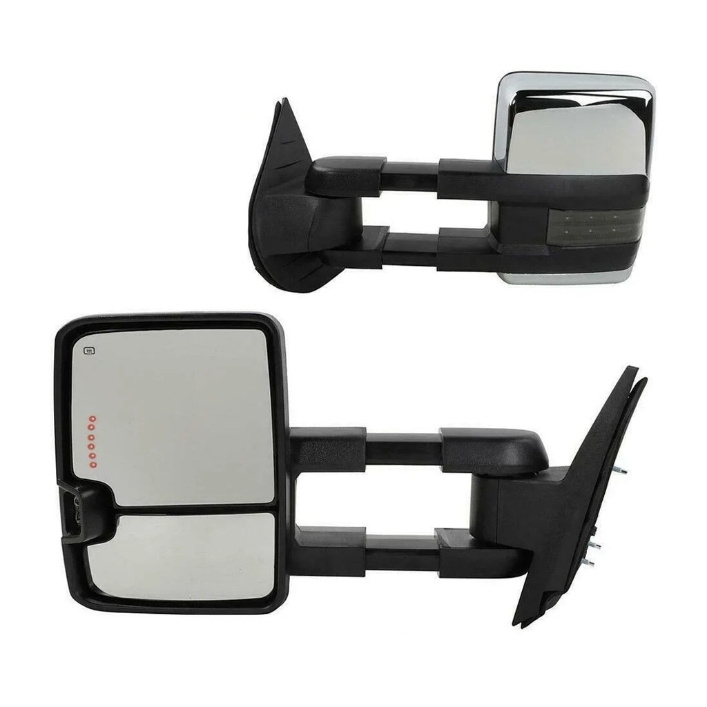 GMC Chrome Chevrolet Teledu Power Heated Mirrors For Towing Lamp Signal&Backup LED