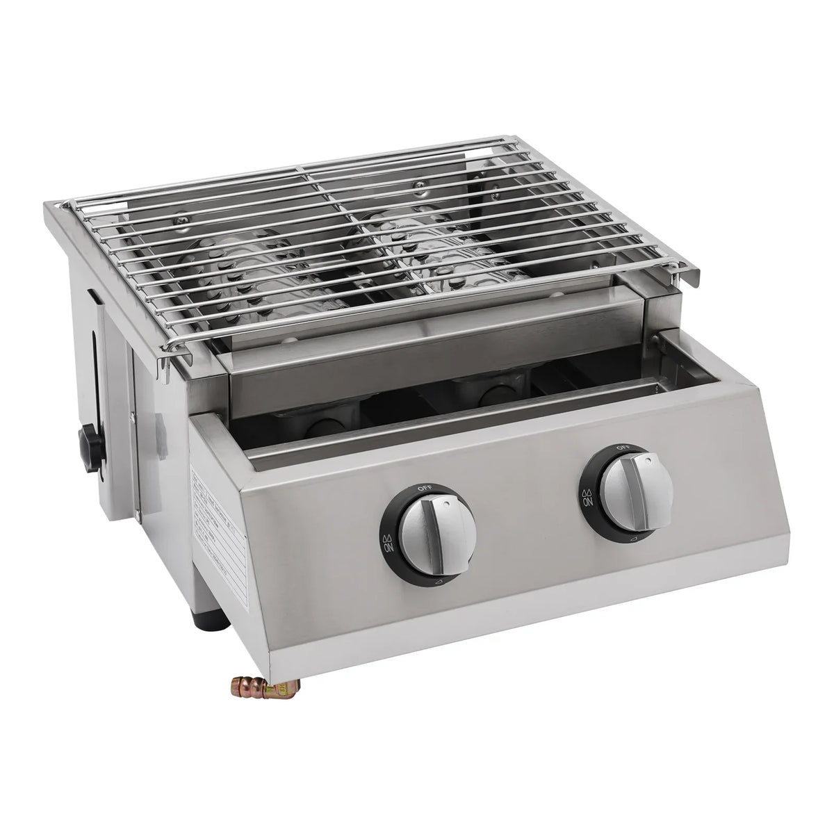 Grill LPG Stainless for Gas Grill, Barbeque Steel Countertop 2-Burner Sliver exterior