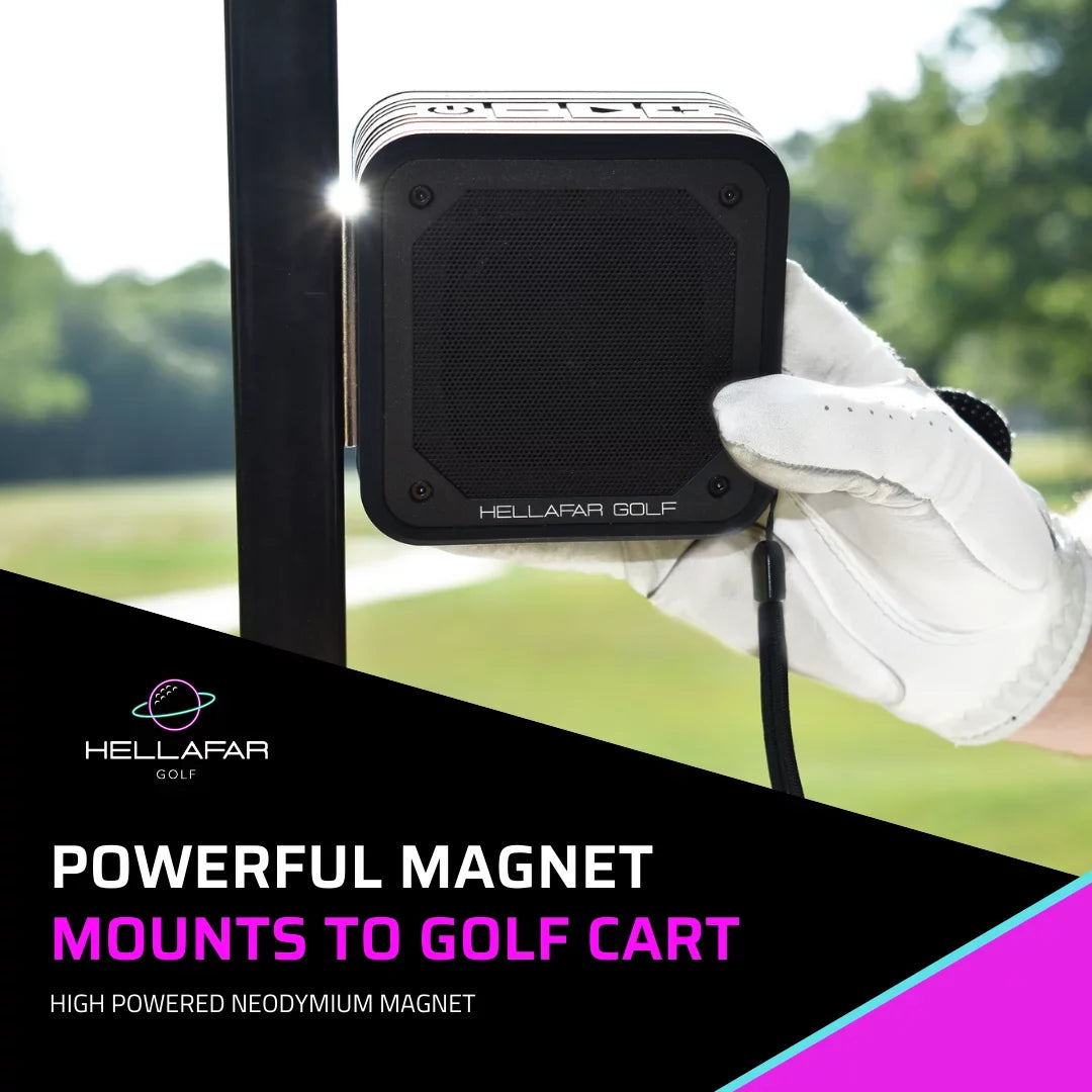 '- System, Magnetic Black Golf Cart Speaker Hellafar Golf Mounting Speaker, Bluetooth Waterproof, IPX7