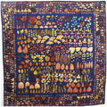 Brown Leaves Pre-Owned Navy (Good) Muffler Silk Fallen Ladies Pattern Scarf x