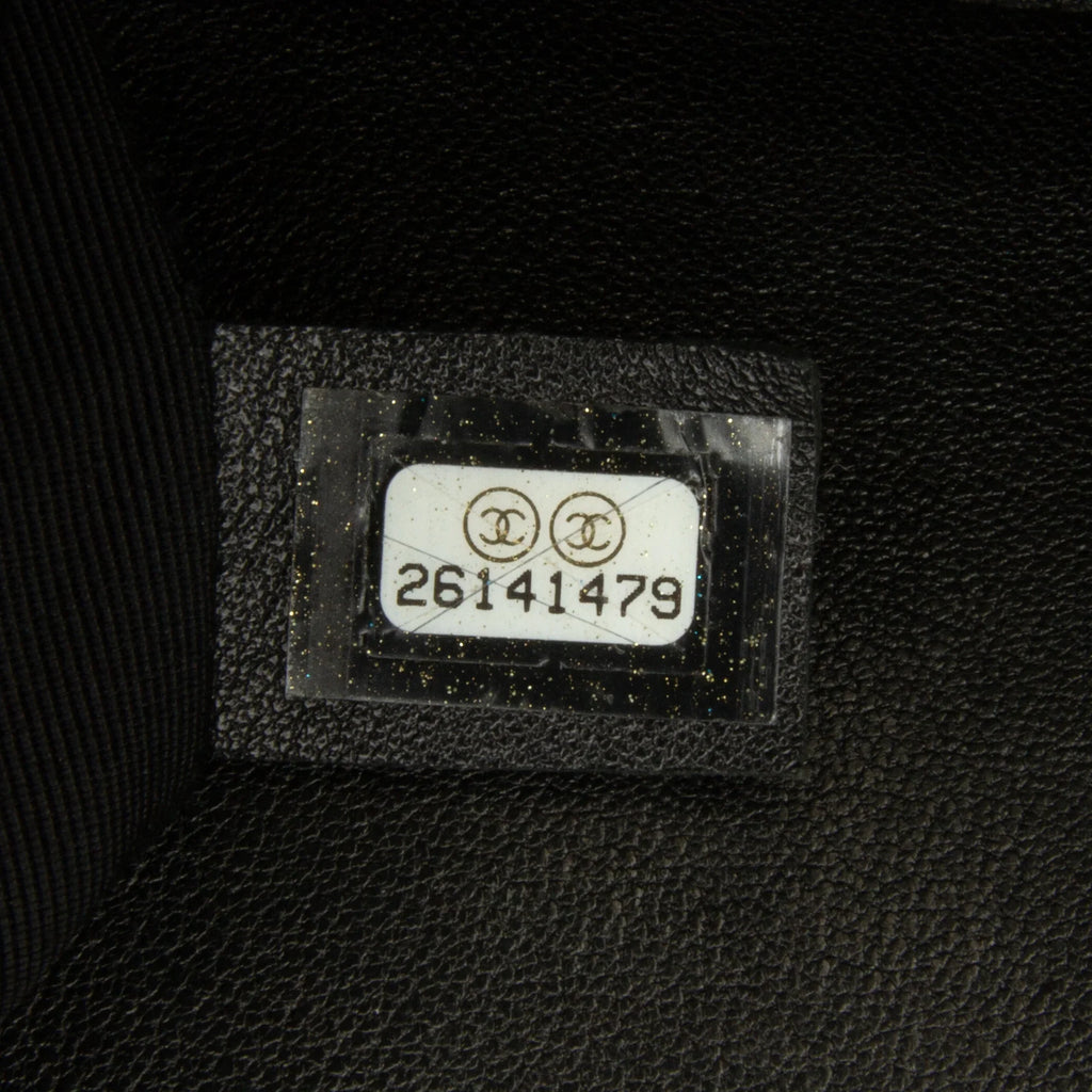 Pre-Owned Black (Good) Elaphe Flap Authenticated Chevron Double Satchel skin Leather Calf Unisex