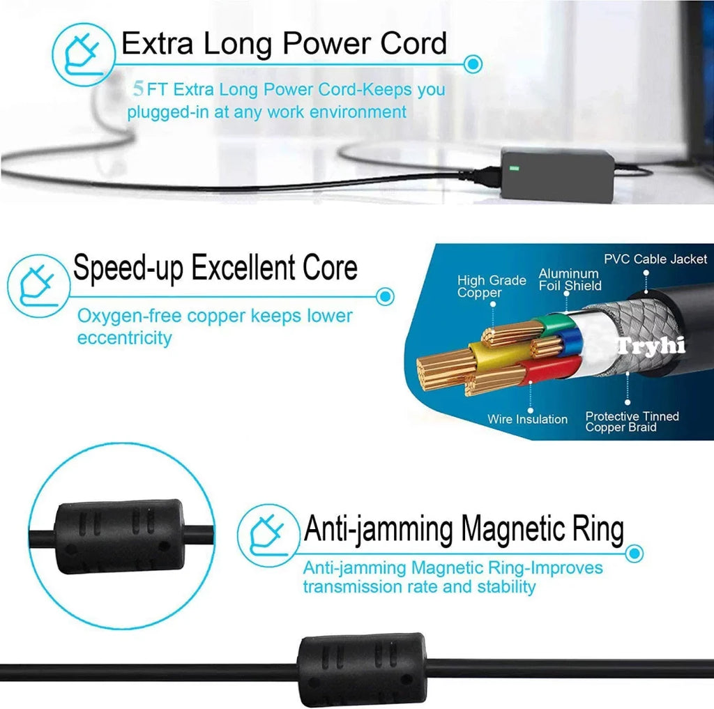 Adapter for W15B 3452 Desktop W12C AC Power 17 W17B Charger PC 24 Cord 3455 New 3459 5775 Power Inspiron Supply 3464