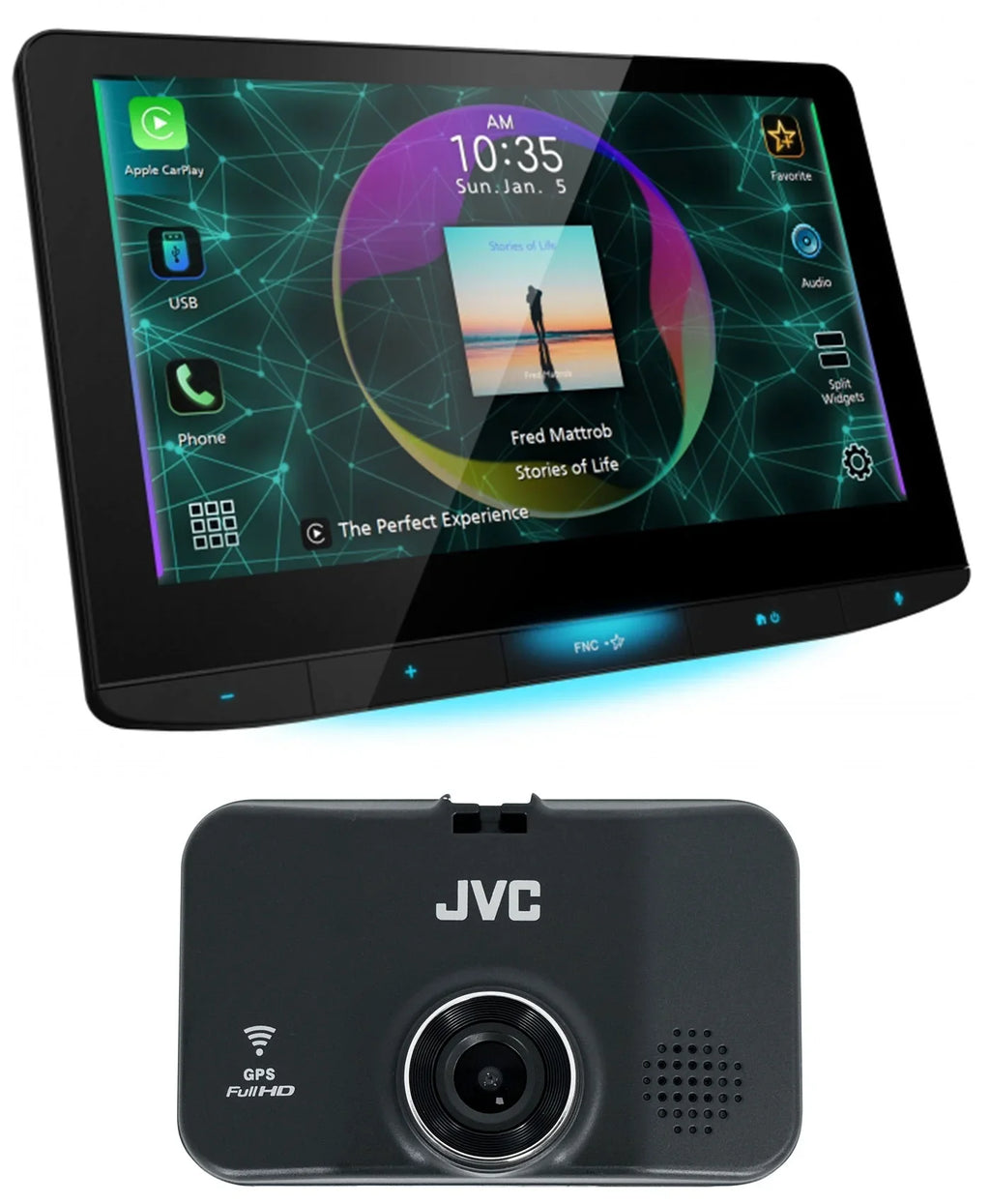 HD 10.1" KW-Z1000W Receiver+Dash Monitor Carplay Cam Car Wireless JVC
