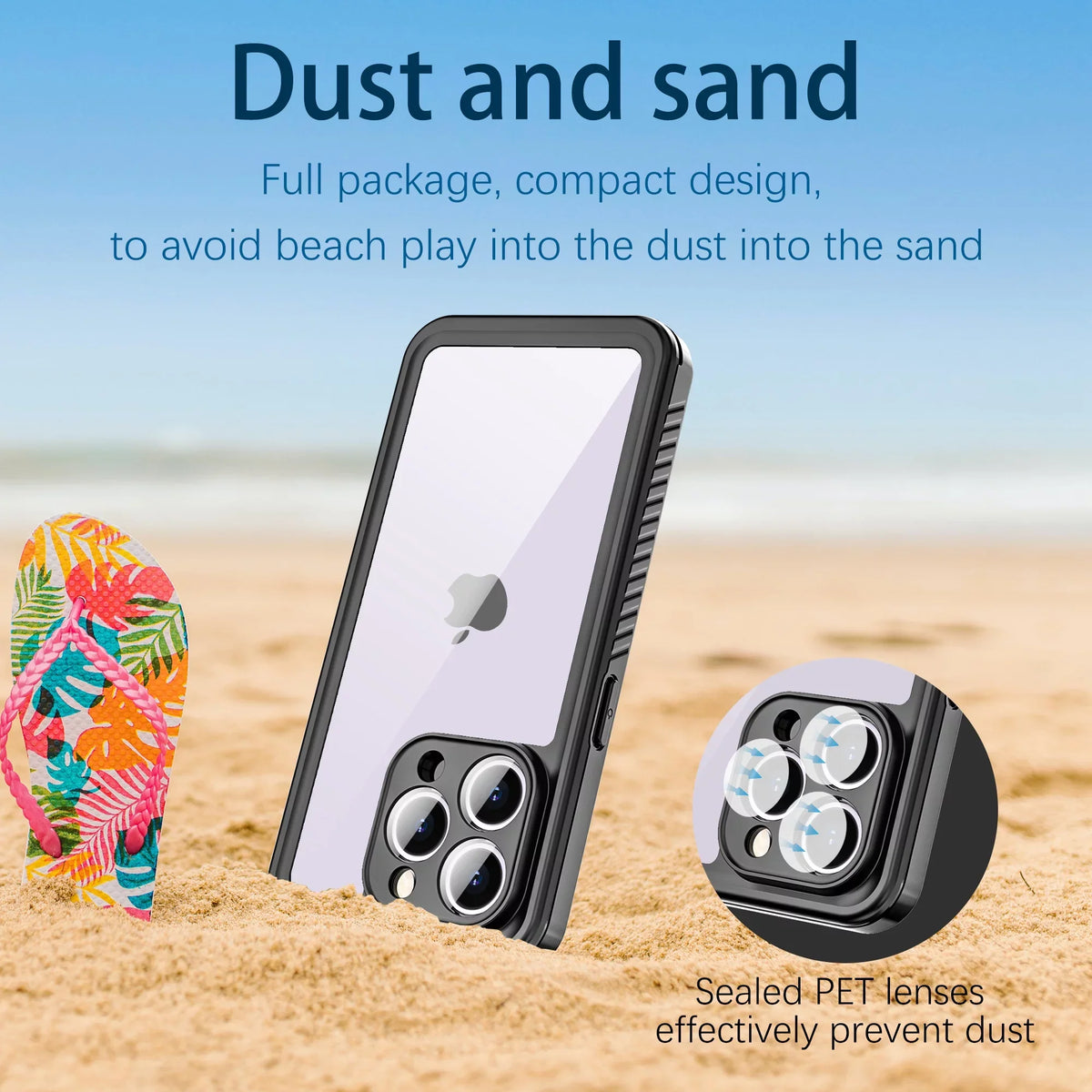 6.7 Waterproof 15 Screen Dteck Built-in iPhone Black Underwater Full Case Pro IP68 Inch, Case Shockproof Protector Body for - Max Protective