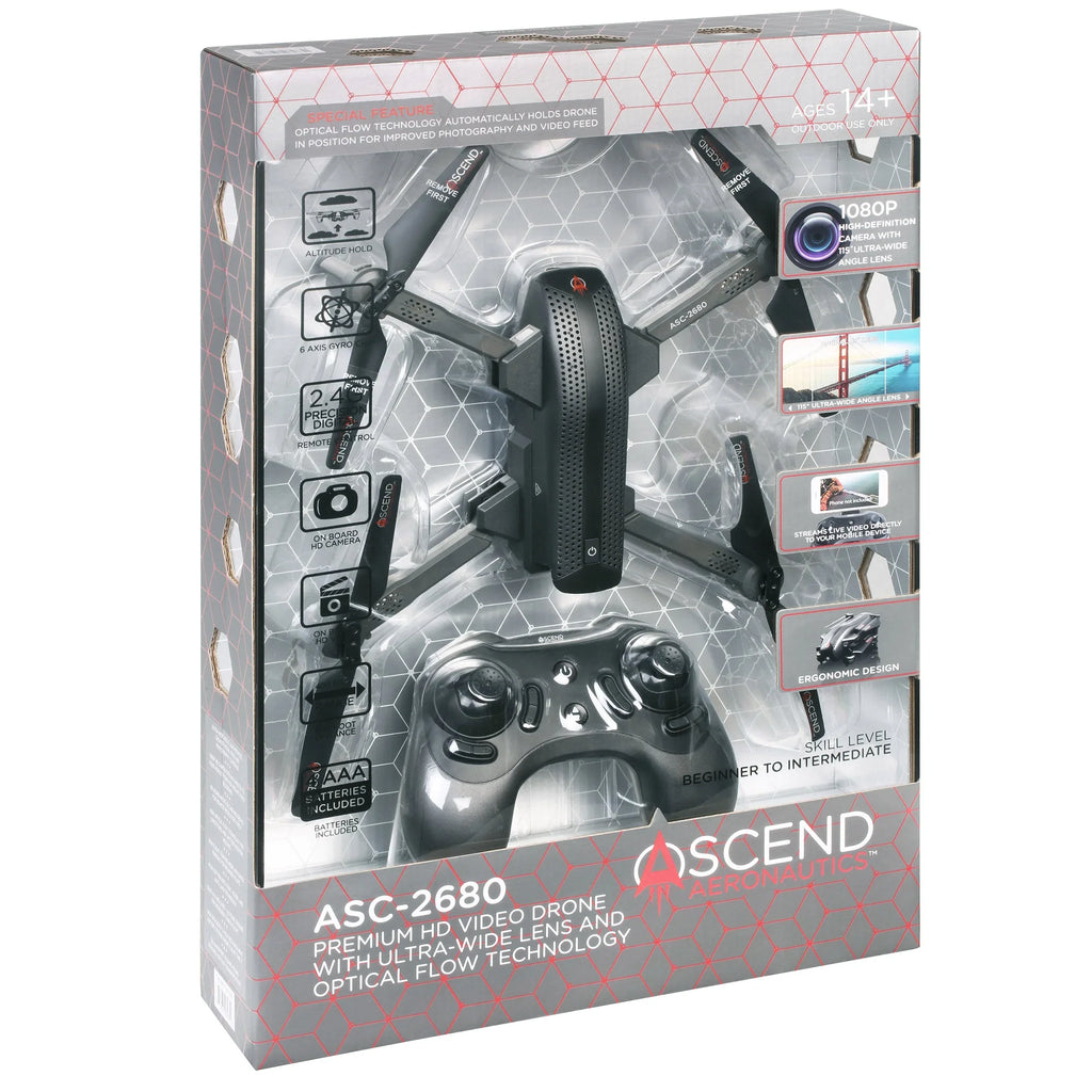 with Lens Camera Premium Video Drone Aeronautics HD ASC-2680 Ultra-Wide Ascend