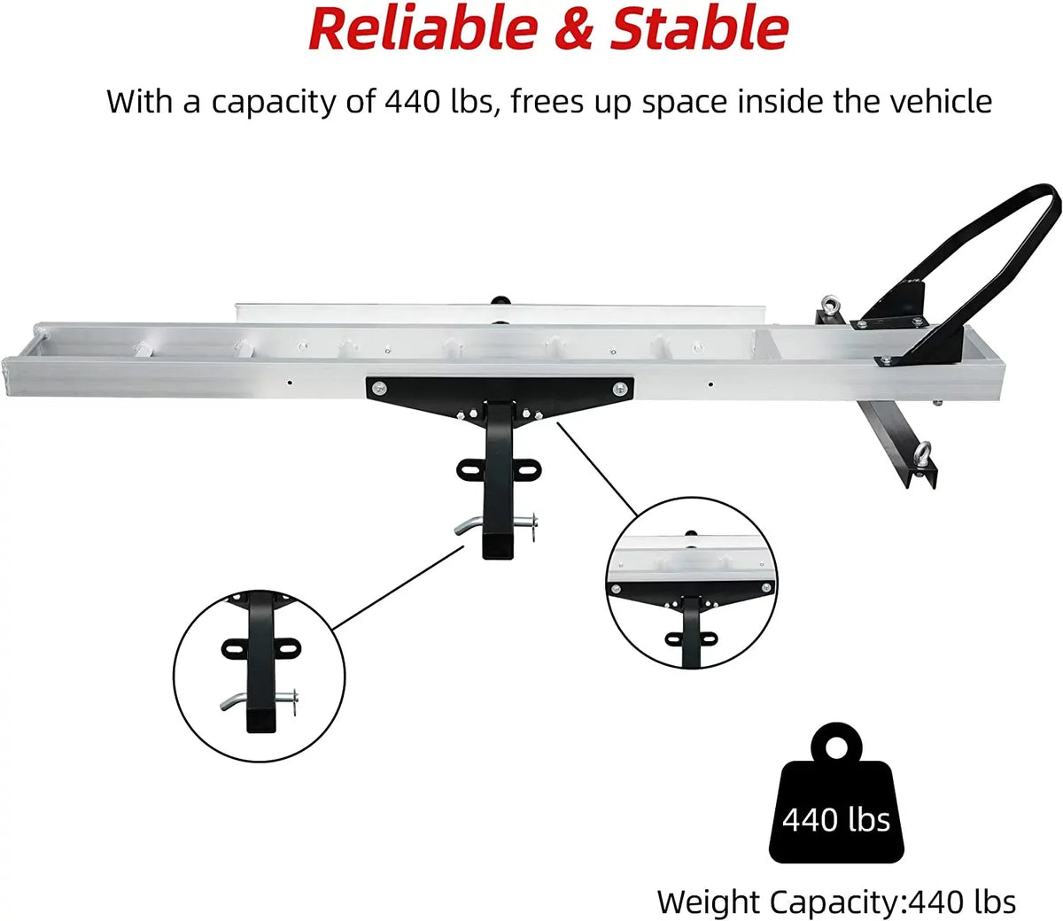 Rack Trailer Carrier Loading Motorcycle Ramp, 2" Hauler with receiver Motorcycle Bike Aluminum Carrier Scooter Hitch Hitch-Mounted Dirt