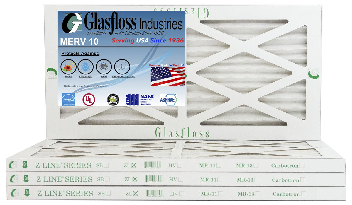 (Actual - Glasfloss - Air Made Furnace Filter 10x18x1 dimension: - USA inch) in -Qty:4 17.5x7/8 9.5 x 10 MERV