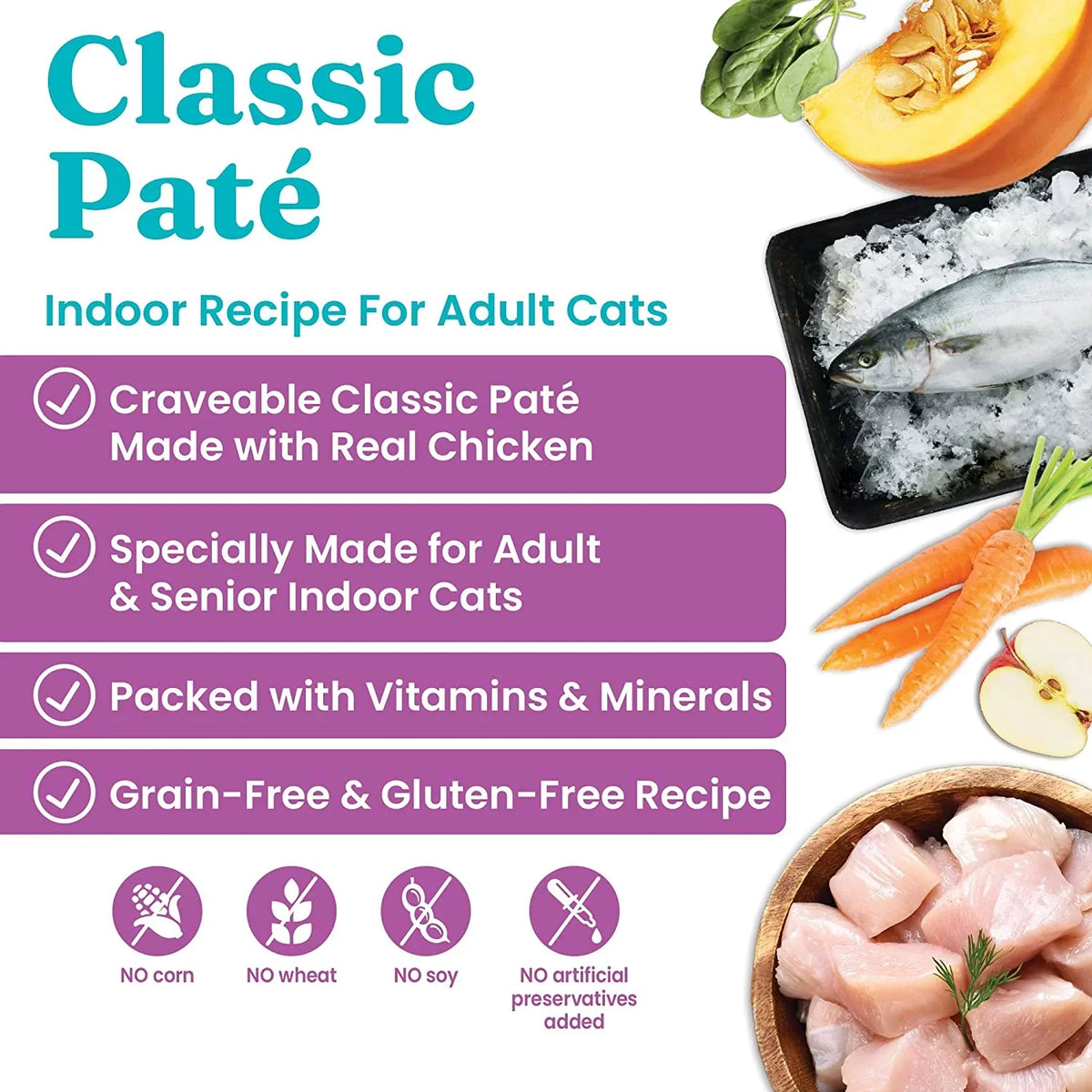 Wet & Free Pate Grain Gold Sensitive (24 Made Real Skin Count) Cat Solid & with Healthy Protein Digestion, 3oz High Cats Cat - and Chicken Adult Coat Stomach for - - Senior Wet Food Food for