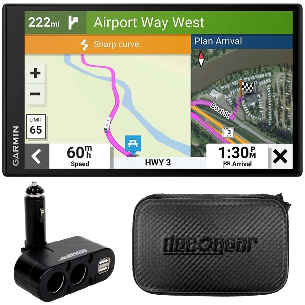 Socket GPS RV Multifunction 795 Dual GPS Inch 010-02747-00 Garmin DC12V/24V 7 for 7" with Case and Bundle Deco Gear Hard Tablets EVA Zipper RV Electronic Navigator with Car and