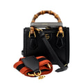 702732 Black Mini Leather Bamboo Bag Pre-owned Tote Diana