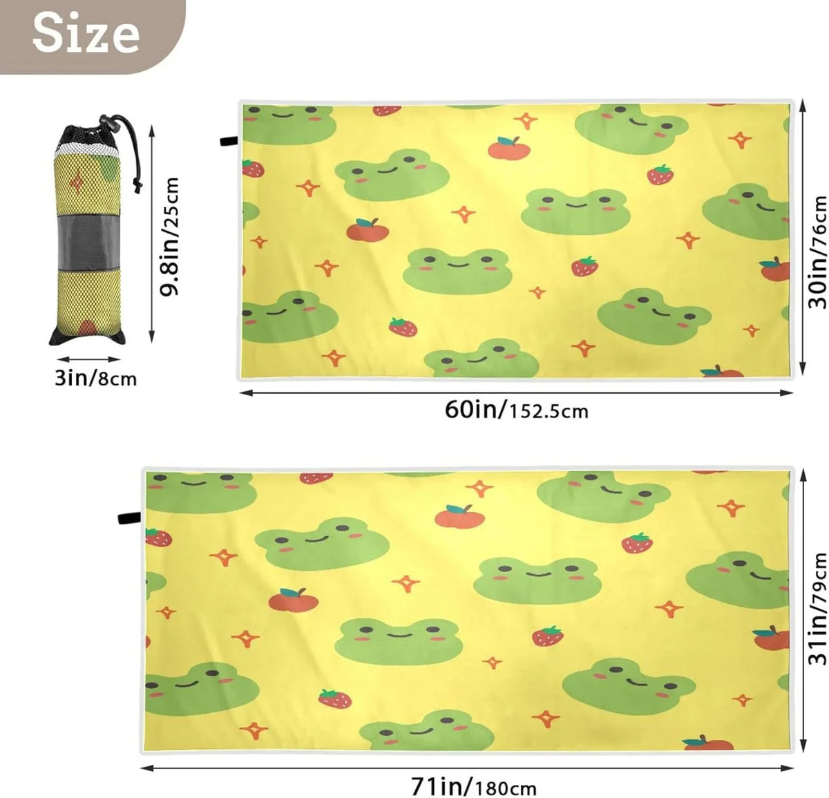 Frog Cute Oversized Absorbent - Travel Cartoon Towel Compact for Swimming Beach Lightweight Holiday（194） Camping Super - Bestwell Towel Dry Quick Towels